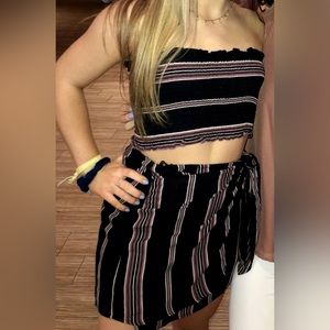 Cotton Candy Woman’s Two Piece size small striped set with tube top and skirt.